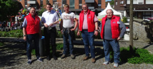 Die Tiermarkt-Organisatoren mit Bürgermeister Stockhoff. v.l.: Hubertus Rekers, Tobias Stockhoff, Sebastian Sprenger, Matthias Tiemann und Fritz Cosanne. Foto: Lembecker.de - Frank Langenhorst