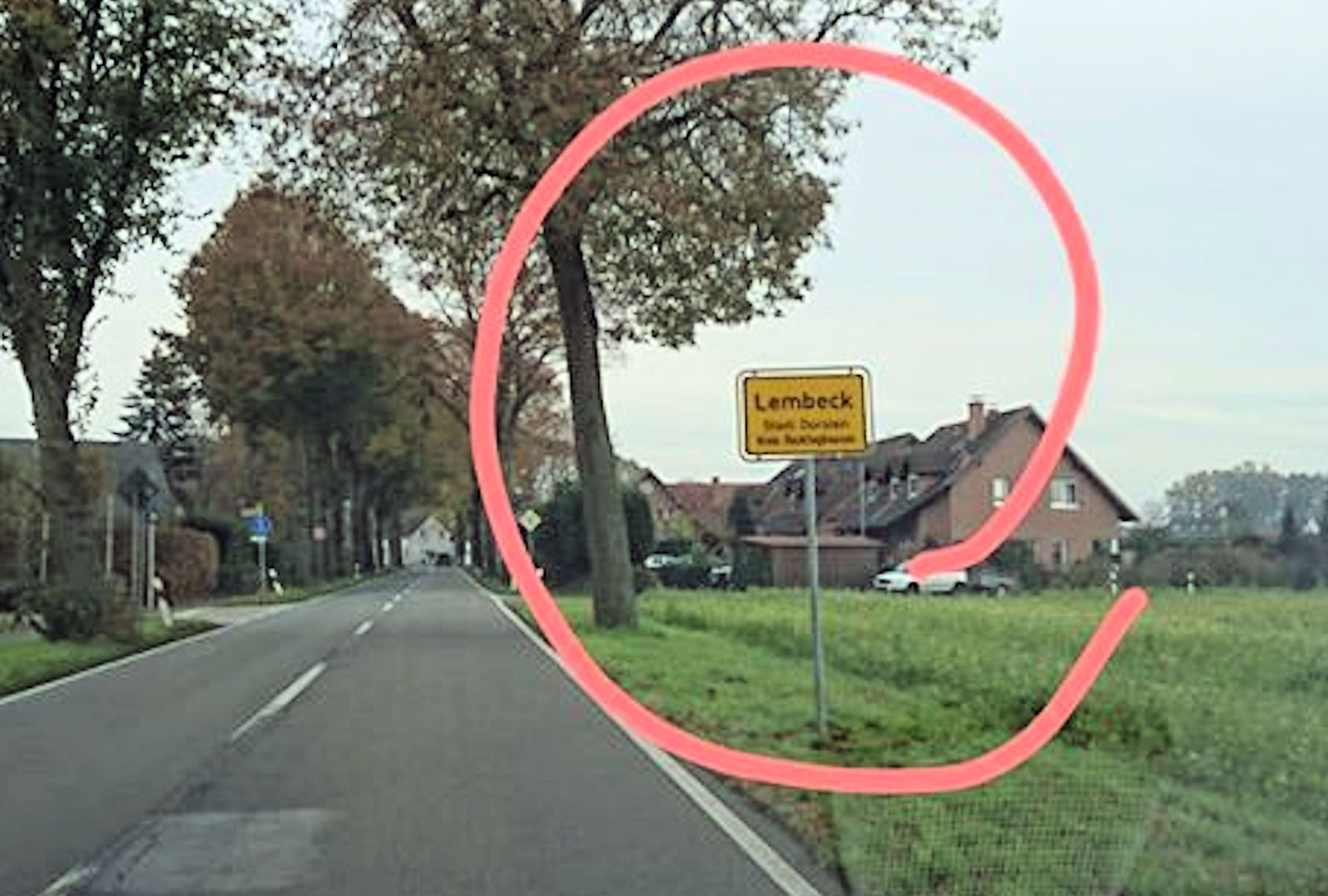 Schild, Ortseingang, Rhade, Erler Straße