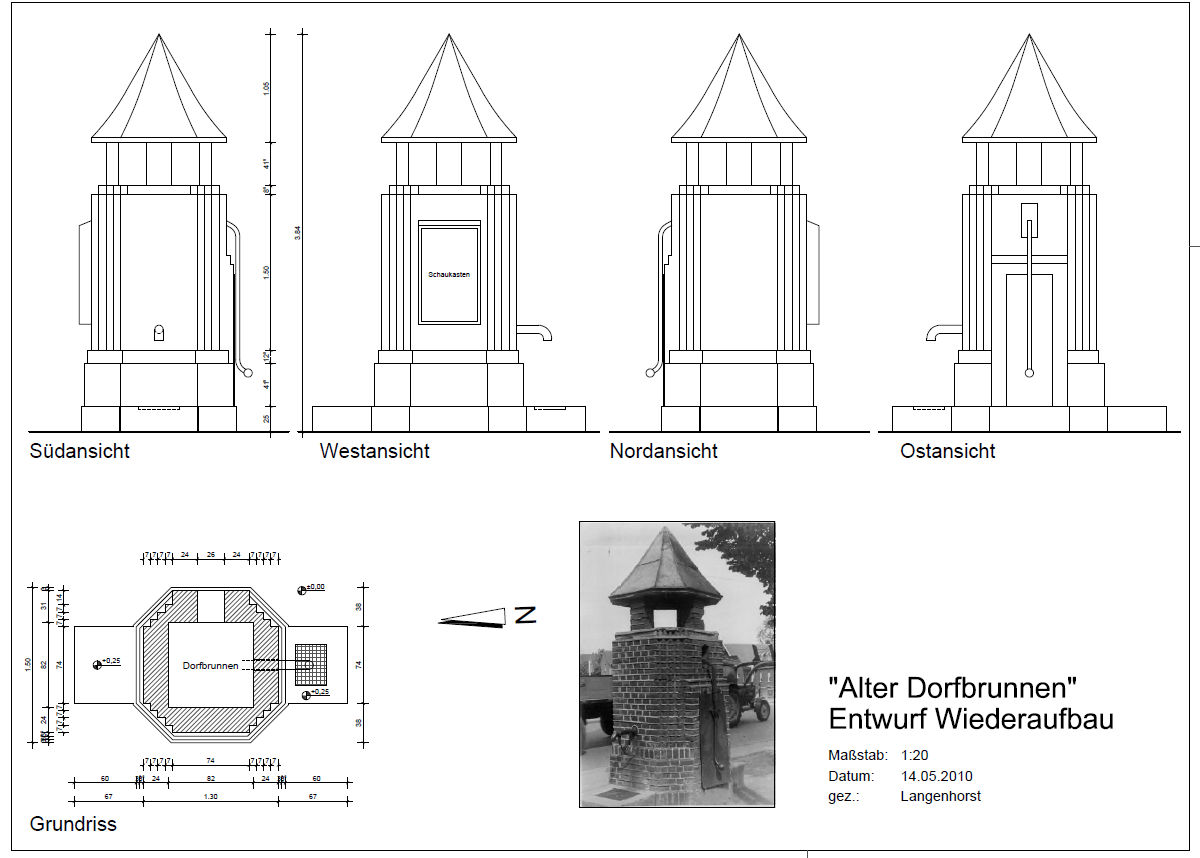 Dorfbrunnen Planungszeichnung